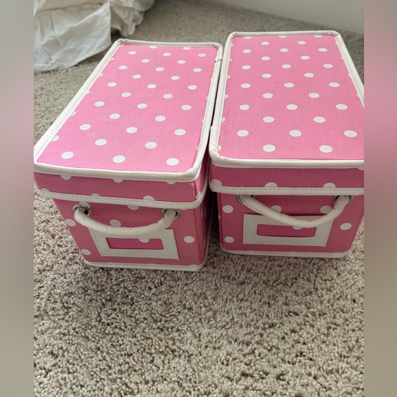 Pottery Barn Teen Dottie Canvas Pink Polka Dot Storage Bins - Picture 3 of 10